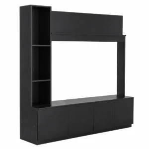 Black TV Stand with Storage Cabinets