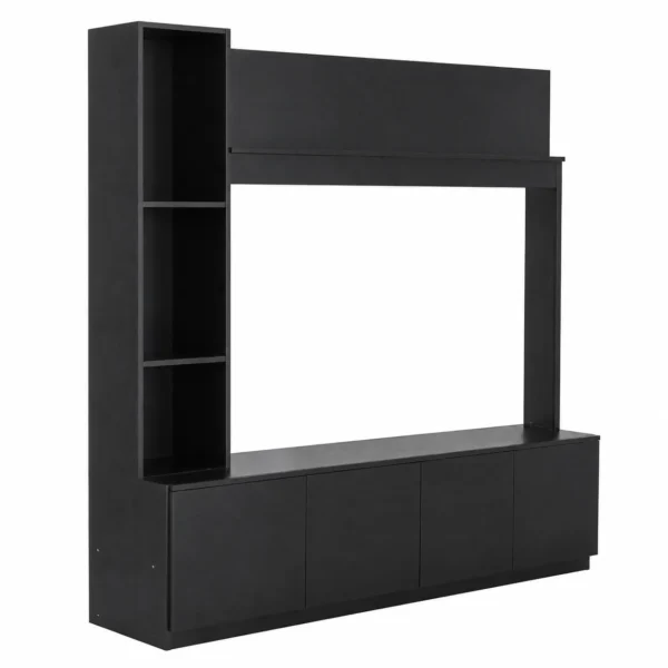 Black TV Stand with Storage Cabinets