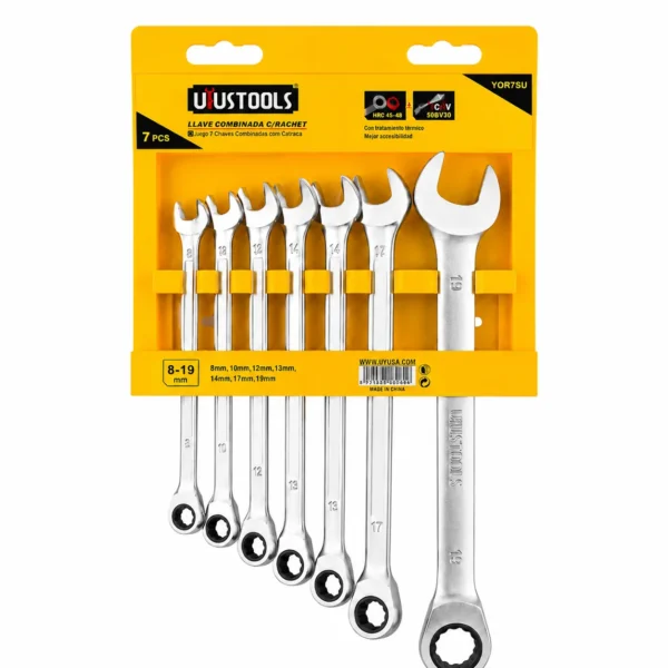 UYUSTOOLS 7-Piece Ratchet Spanner Set