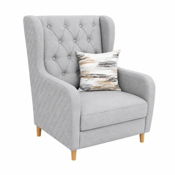 Grey Tufted Wingback Armchair with Cushion Grey Tufted Wingback Armchair with Cushion