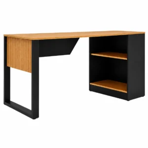 Modern Office Desk with Open Storage Shelves