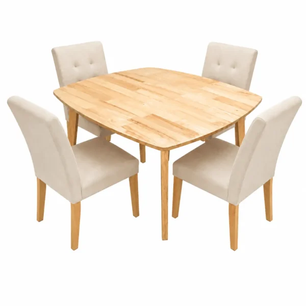 5-Piece Wooden Dining Set with 4 Chairs