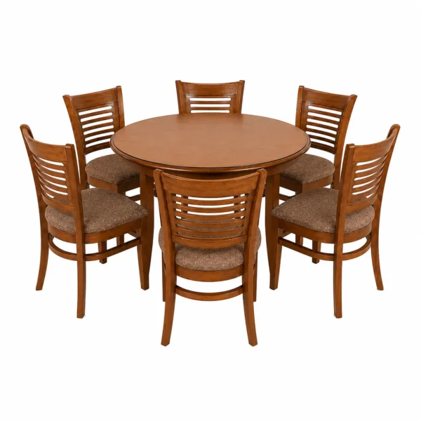 7-Piece Round Wooden Dining Set
