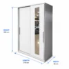 2-Door Sliding Wardrobe with Mirror size