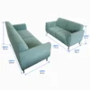 Aqua 2-Piece Sofa Set Size