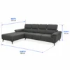 Grey L-Shaped Sectional Sofa with Chaise Size