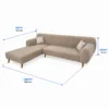 Beige L-Shaped Sectional Sofa with Chaise Size