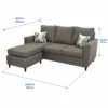 Grey L-Shaped Sofa with Chaise Size