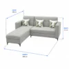 Light Grey L-Shaped Sectional Sofa Size