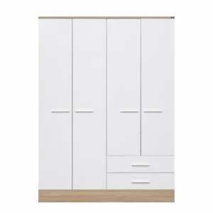 White 4-Door Wardrobe with 2 Drawers