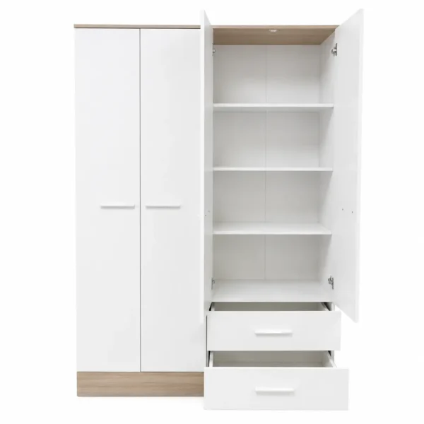 White 4-Door Wardrobe with 2 Drawers right side open White 4-Door Wardrobe with 2 Drawers right side open