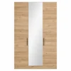 Oak-Effect 3-Door Wardrobe with Mirror
