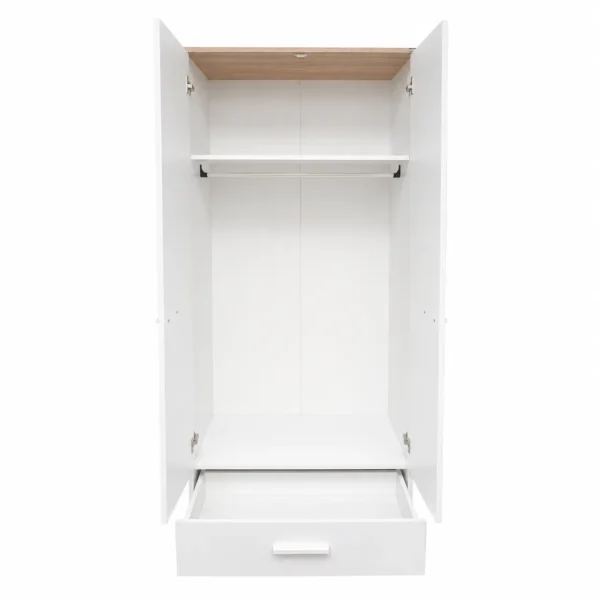 Adore Base 2-Door Wardrobe with 1 Drawer door open Adore Base 2-Door Wardrobe with 1 Drawer door open