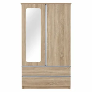 2-Door Wardrobe with Mirror and 2 Drawers