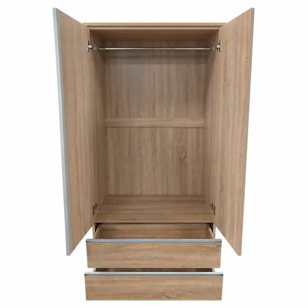 2-Door Wardrobe with Mirror and 2 Drawers Open 2-Door Wardrobe with Mirror and 2 Drawers Open