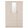 3-Door Wardrobe with Mirror and 2 Drawers
