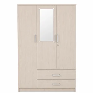 3-Door Wardrobe with Mirror and 2 Drawers
