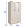 3-Door Wardrobe with Mirror and 2 Drawers Size