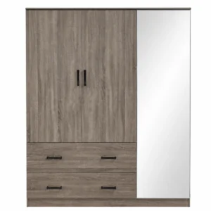 3-Door Wardrobe with Mirror and 2 Drawers