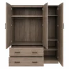 3-Door Wardrobe with Mirror and 2 Drawers Open