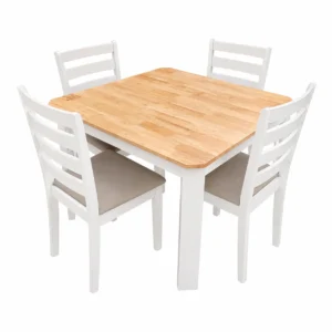 4-Seater Wooden Dining Set White Oak