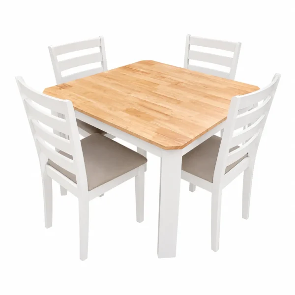 4-Seater Wooden Dining Set White Oak