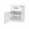 White Night Stand with Drawer open cabinet