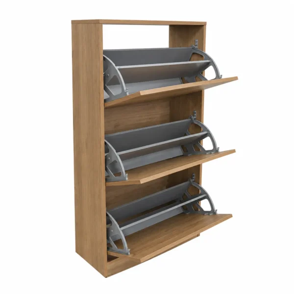 3-Tier Wooden Shoe Cabinet in Seychelles Homemakers open