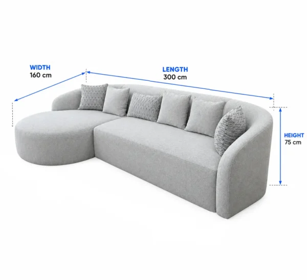 L Shaped Sectional Sofa with Chaise Size