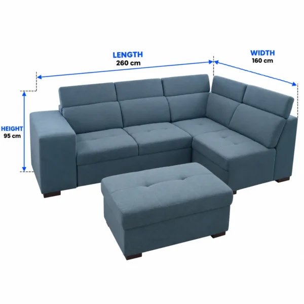 Blue L-Shaped Sofa Bed size Blue L-Shaped Sofa Bed size