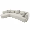 Cream Curved L-Shaped Sectional Sofa