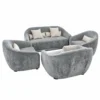 Gray Curved Velvet Sofa Set