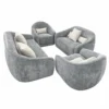 Gray Curved Velvet Sofa Set side