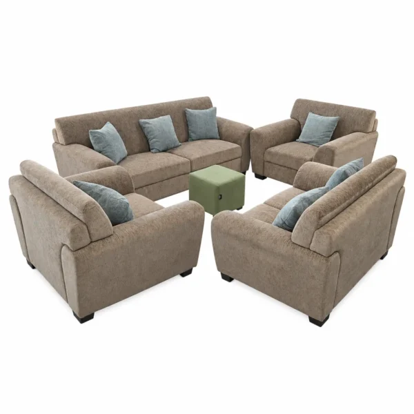 Taupe 4-Piece Sofa Set with Ottoman