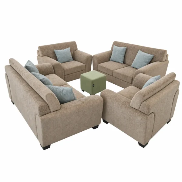 Taupe 4-Piece Sofa Set with Ottoman side